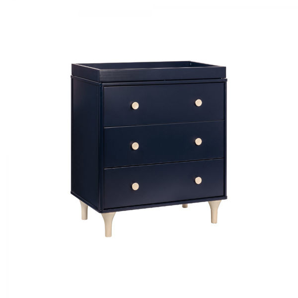 Picture of Lolly 3-Drawer Changer Dresser with Removable Changer Tray - Navy and Washed Natural - By Babyletto