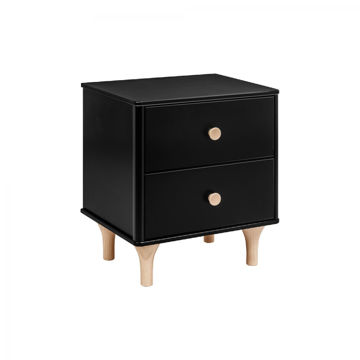 Picture of Lolly Nightstand with USB Port in Black and Washed Natural - By Babyletto