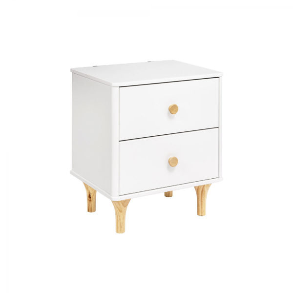 Picture of Lolly Nightstand with USB Port in White and Naturaal - By Babyletto