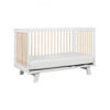 Picture of Hudson 3-in-1 Convertible Crib White and Washed Natural with Toddler Bed Conversion Kit- By Babyletto