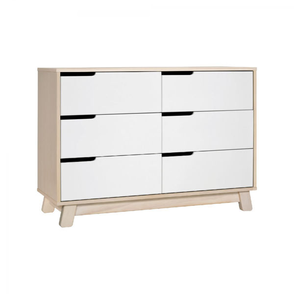 Picture of Hudson 6-Drawer Washed Natural and White Double Dresser - by BabyLetto