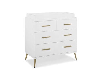 Picture of 4 Drawer Dresser with Changer - Bianca White finish with  Melted Bronze Feet - by Delta