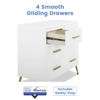 Picture of 4 Drawer Dresser with Changer - Bianca White finish with  Melted Bronze Feet - by Delta