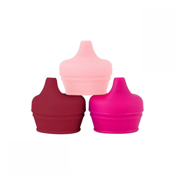 Picture of SNUG Universal Silicone Sippy Lids 3 Pack - Pink | By Boon