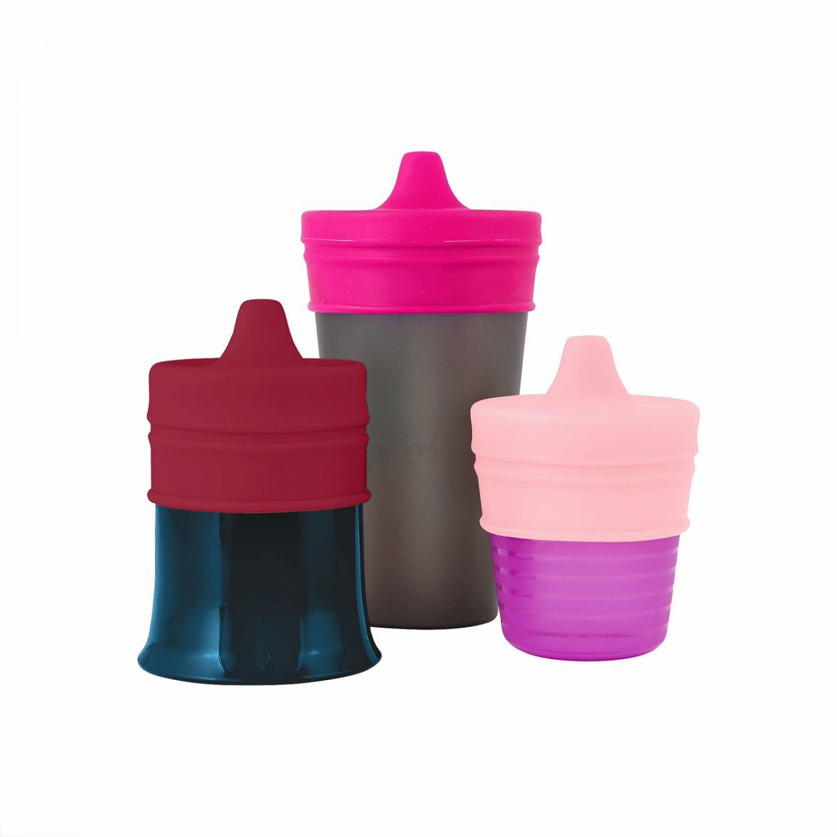 Boon Snug Straw Universal Silicone Sippy Lids 3 Pack Pink