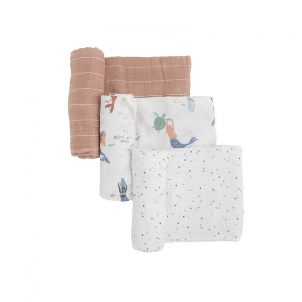Picture of Cotton Muslin Swaddle 3 Pack - Mermaids by Little Unicorn
