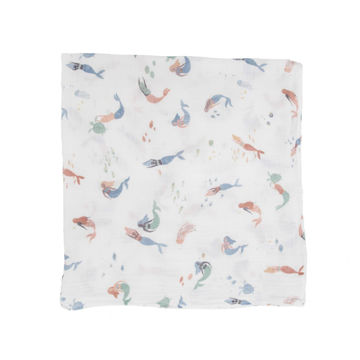 Picture of Cotton Muslin Swaddle Single - Mermaids by Little Unicorn