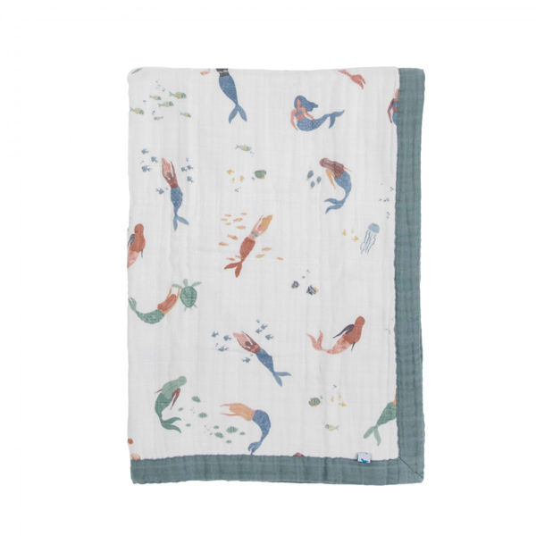 Picture of Cotton Muslin Baby Blanket - Mermaids by Little Unicorn