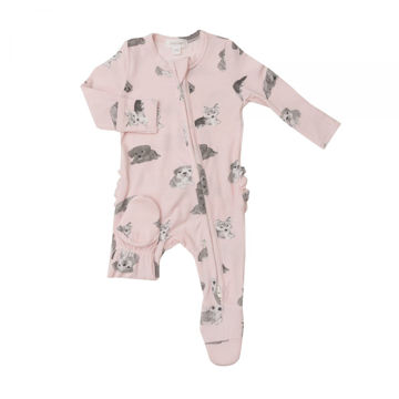 Picture of Angel Dear Ruffled Zipper Footie Soft Puppies Pink