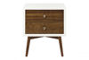 Picture of Palma Nightstand White with Natural Walnut Drawer Fronts and legs - by Babyletto