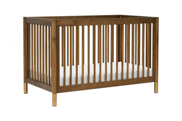 Picture of Gelato Convertible Full Sized Crib Walnut with Gold Feet - by Babyletto