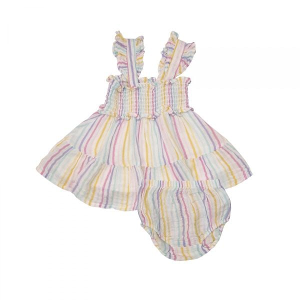 Picture of Angel Dear Smocked Ruffle Sundress Rainbow Stripe