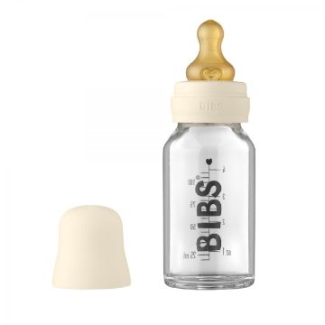 Picture of BIBS Baby Glass Bottle Complete Set Latex 110ml Ivory