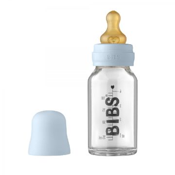 Picture of BIBS Baby Glass Bottle Complete Set Latex 110ml Baby Blue