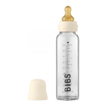 Picture of BIBS Baby Glass Bottle Complete Set Latex 225ml Ivory