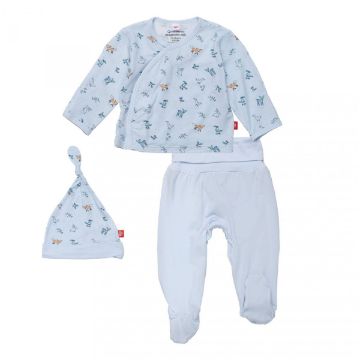 Picture of Woodsy Tale Blue Modal Kimono Take Me Home Set With Hat-0-3M | by Magnetic Me