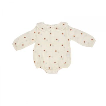 Picture of Angel Dear Cashew Polka Dot Ruffle Collar Bubble - organic cotton muslin