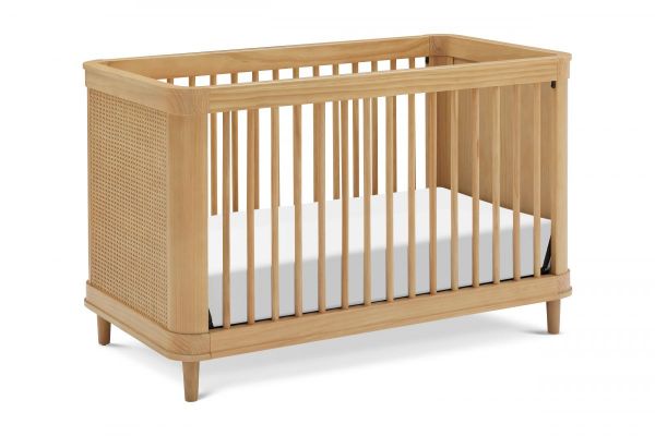 Picture of Marin with Cane 3-in-1 Convertible Crib - Honey with Honey Cane | by Namesake