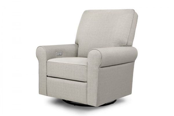 Picture of Monroe Power Recliner and Swivel Glider in  Performance Grey Eco-Twill Fabric with USB port | Monogram by Namesake