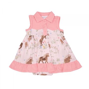 Picture of Watercolor Ponies Cowboy Bamboo Bodysuit Dress