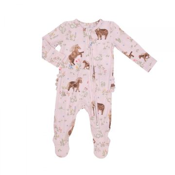 Picture of Angel Dear Watercolor Ponies 2 Way Zipper Ruffle Footie