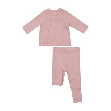 Picture of Angel Dear Silver Pink Solid Rib Modal Take Me Home Set with Roll Cuff Pant