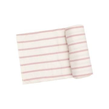Picture of Silver Pink + Sugar Swizzle Ribbed Modal Swaddle Blanket 45"X45" | by Angel Dear