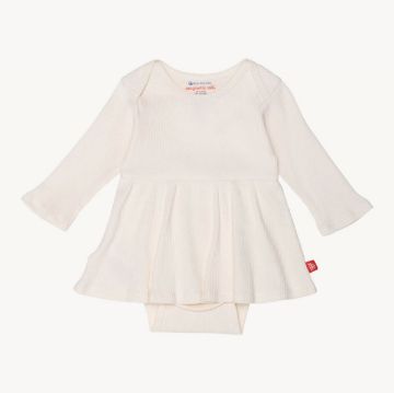 Picture of Magnetic Me Whipped Cream Ribbed Organic Cotton Bodysuit Dress
