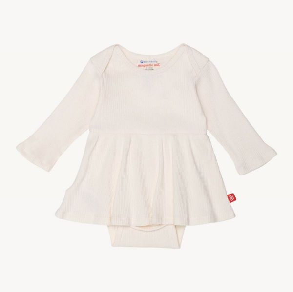 Picture of Magnetic Me Whipped Cream Ribbed Organic Cotton Bodysuit Dress