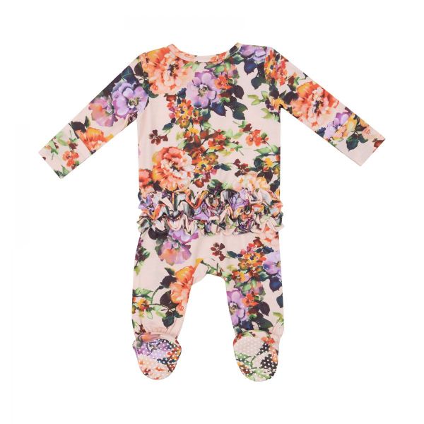 Picture of Angel Dear Bamboo Ruffled 2 Way Zipper Footie - Autumn Rose