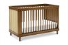 Picture of Marin with Cane 3-in-1 Convertible Crib - Walnut with Blond Cane | by Namesake