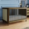 Picture of Marin with Cane 3-in-1 Convertible Crib - Walnut with Blond Cane | by Namesake