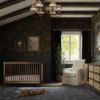 Picture of Marin with Cane 3-in-1 Convertible Crib - Walnut with Blond Cane | by Namesake