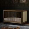 Picture of Marin with Cane 3-in-1 Convertible Crib - Walnut with Blond Cane | by Namesake