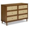 Picture of Marin with Cane 6 Drawer Assembled Dresser - Walnut with Blond Cane | by Namesake