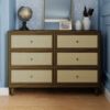 Picture of Marin with Cane 6 Drawer Assembled Dresser - Walnut with Blond Cane | by Namesake
