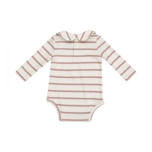 Picture of Angel Dear Peter Pan Collar Ribbed Modal Bodysuit - Misty Rose Stripe