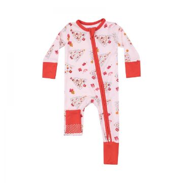 Picture of Angel Dear 2 Way Zipper Romper - Vintage X-Mas Trees Pink
