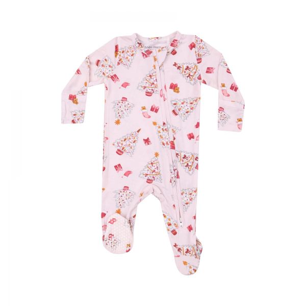 Picture of Vintage Christmas Trees Pink - 2 Way Zipper Footie