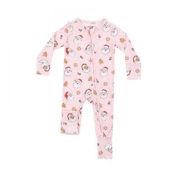 Picture of Angel Dear 2 Way Zipper Romper - Vintage Santas Pink