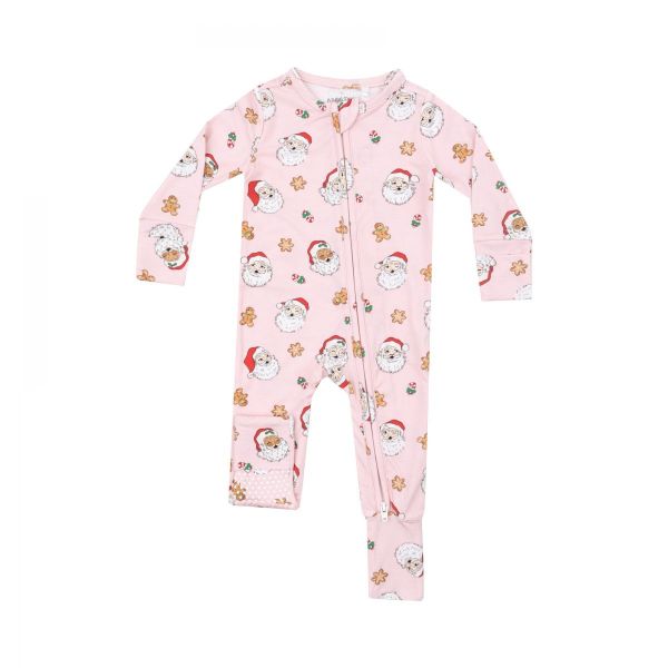 Picture of Angel Dear 2 Way Zipper Romper - Vintage Santas Pink
