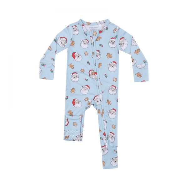 Picture of Angel Dear 2 Way Zipper Romper - Vintage Santas Blue