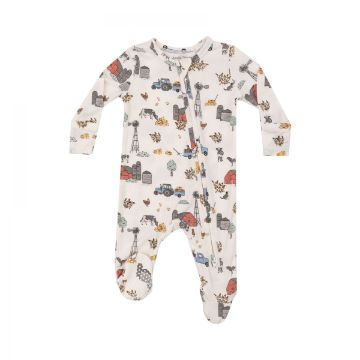 Picture of Angel Dear Bamboo 2 Way Zipper Footie - Hay Farmer Blue