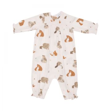 Picture of Angel Dear Smocked Bamboo Romper - Woodland Animals Pink