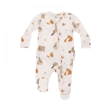 Picture of Angel Dear Bamboo Ruffled 2 Way Zipper Footie - Woodland Animals Pink