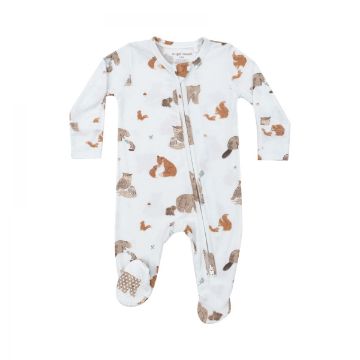 Picture of Angel Dear Bamboo 2 Way Zipper Footie - Mixed Woodland Animals Blue