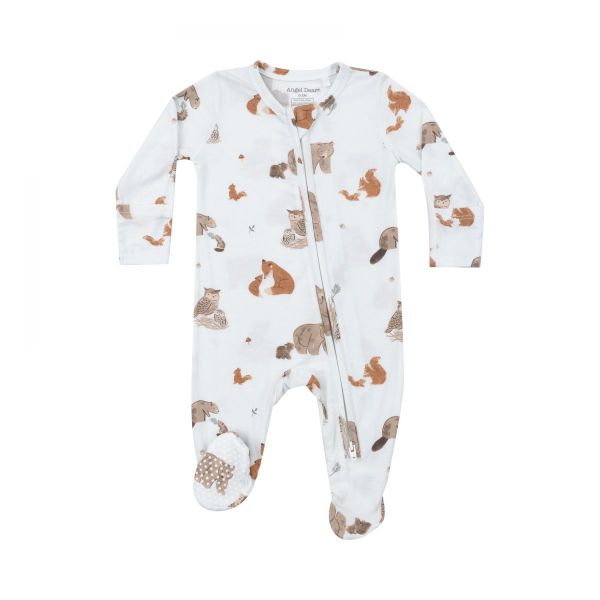 Picture of Angel Dear Bamboo 2 Way Zipper Footie - Mixed Woodland Animals Blue