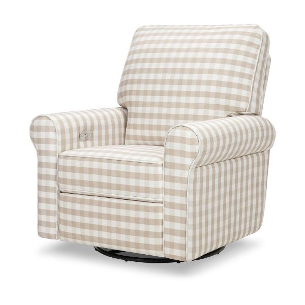 Picture of Monroe Power Recliner and Swivel Glider in Tan Check Fabric with USB port | Monogram by Namesake