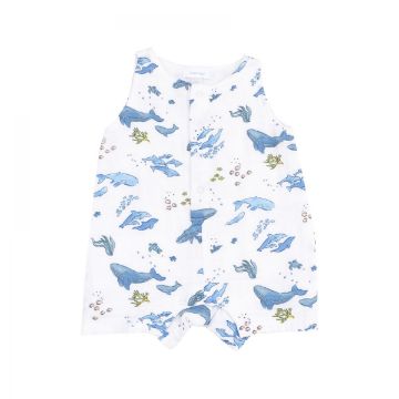 Picture of Angel Dear Watercolor Blue Whales Shortie Romper