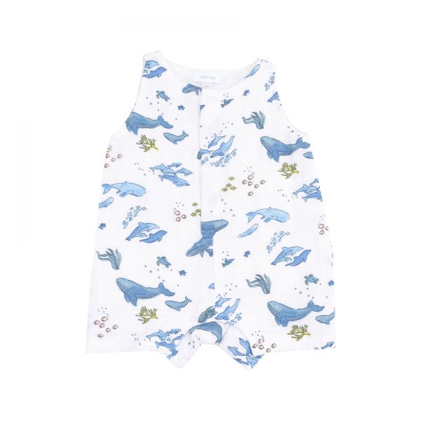 Picture of Angel Dear Watercolor Blue Whales Shortie Romper